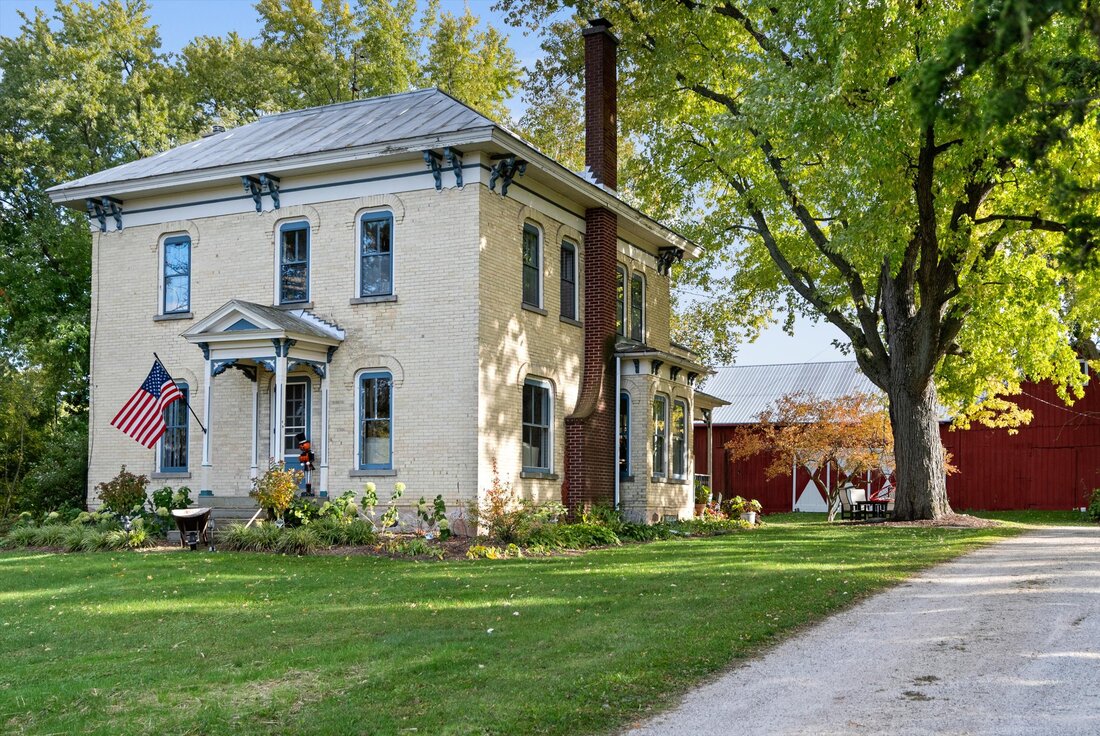 Historic, cream city brick farmhouse